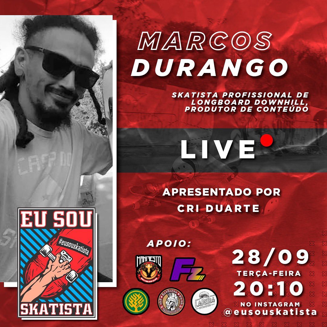 Live Marcos Durango no Canal Eu Sou Skatista